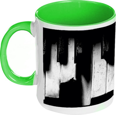 58% OFF on AMY Piano Keys Inside Green Coffee Ceramic Mug 325 ml