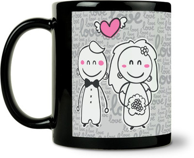 45% OFF on ShopMantra Cute Couple Vector Design Ceramic Mug 300 ml