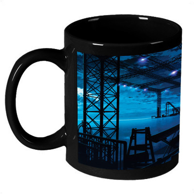 70% OFF on AMY Cartoon Alone Girl in The Night Coffee Ceramic Mug 325 ml