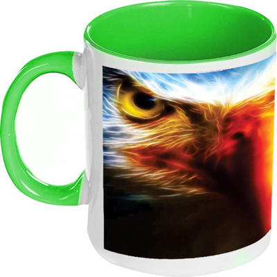 58% OFF on AMY Multicolor Eagle Inside Green Coffee Ceramic Mug 325 ml