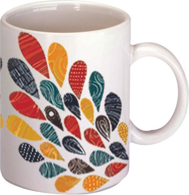 45% OFF on Printland Peacock Feathered Ceramic Mug 350 ml