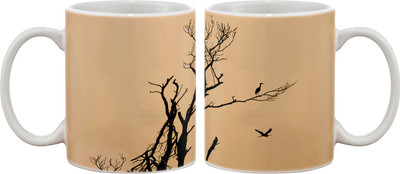 15% OFF on Artifa Birds On Tree Porcelain, Ceramic Mug 350 ml