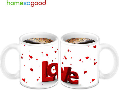 45% OFF on HomeSoGood Love Special Wonderful Red Heart 2 Mugs Ceramic Mug 280 ml, Pack of 2