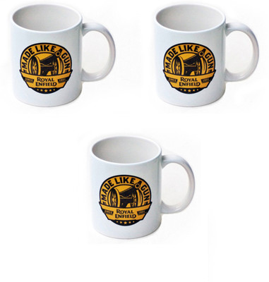 31% OFF on Bikenwear Customized Royal Enfield Set3 Ceramic Mug 350 ml, Pack of 3
