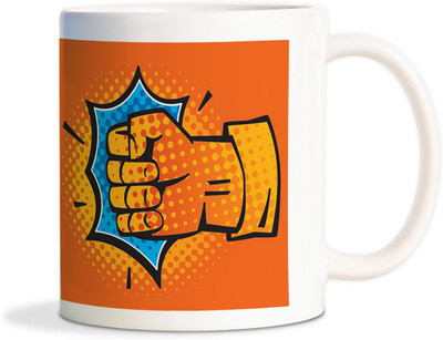 81% OFF on AMY Comic Punch Vector Orange Coffee Ceramic Mug 450 ml