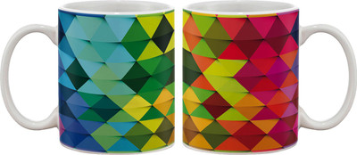 15% OFF on Artifa Abstract Mosaic Design Porcelain, Ceramic Mug 350 ml