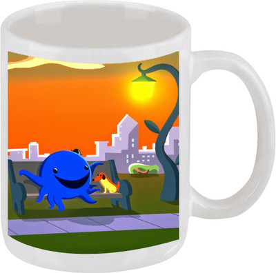 28% OFF on Ellicon E74 Funny Oswald Cartoon Ceramic Mug 325 ml