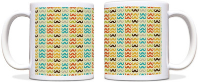 65% OFF on ShopMantra Colorful Mustache Pattern Black Ceramic Mug 300 ml