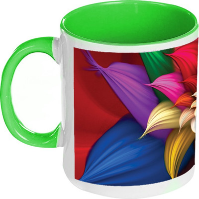 58% OFF on AMY Pretty Flower Multicolor Inside Green Coffee Ceramic Mug