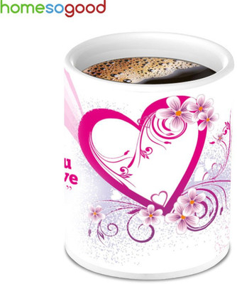 41% OFF on Home So Good Decorated Heart With Flowers And Quote Ceramic Mug 280 ml