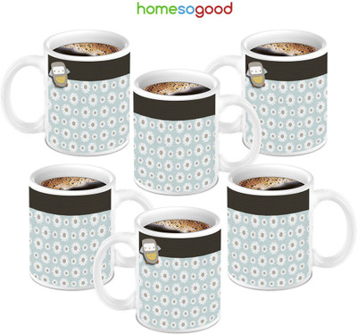 49% OFF on HomeSoGood Awesome Flower Pattern Ceramic Mug 280 ml, Pack of 6 49% OFF on HomeSoGood Awesome Flower Pattern Ceramic Mug 280 ml, Pack of 6