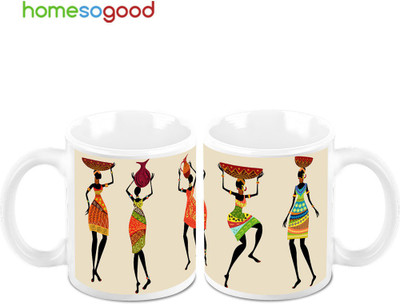 45% OFF on HomeSoGood Long Legged Artisans Ceramic Mug 325 ml, Pack of 2