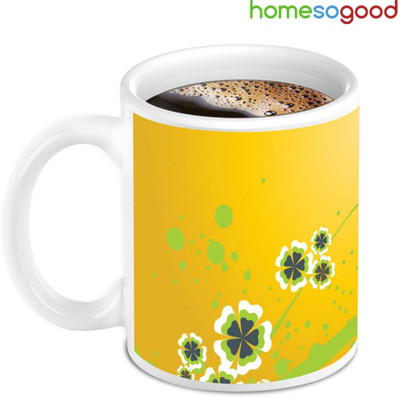 41% OFF on Home So Good Pretty Yellow Designed Ceramic Mug 280 ml