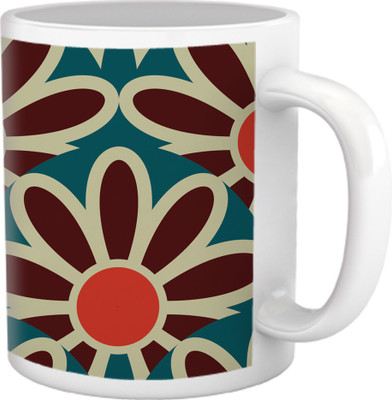 50% OFF on Tiedribbons Geometric Toned_Floral Pattern_Dark Shade Ceramic Mug 325 ml