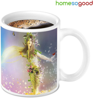 41% OFF on Homesogood Beautiful Butterflies And Angel Coffee Ceramic Mug 280 ml