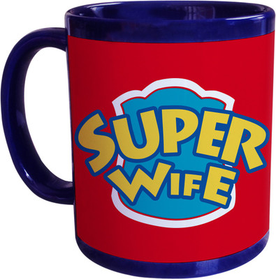 55% OFF on SajawatHomes Gifts For Super Wife Blue Coffee Ceramic Mug 350 ml 55% OFF on SajawatHomes Gifts For Super Wife Blue Coffee Ceramic Mug 350 ml