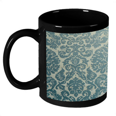 70% OFF on AMY Rough Grey Fabric Blue Flower Pattern Coffee Ceramic Mug 325 ml