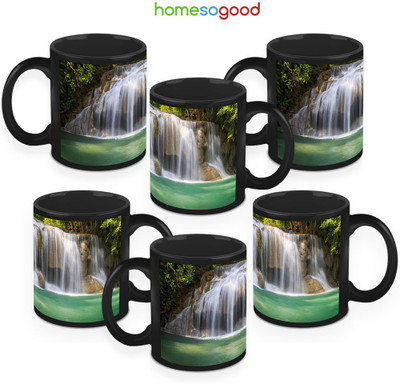 41% OFF on HomeSoGood Beautiful Waterfall Coffee Ceramic Mug 325 ml, Pack of 6
