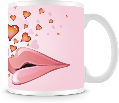 74% OFF on Jupiter09 Pink Lips Coffee Ceramic Mug 300 ml