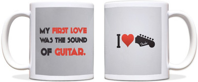 60% OFF on ShopMantra I Love Guitar Black Ceramic Mug 300 ml