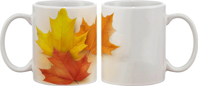 15% OFF on Artifa Maple Leaves Porcelain, Ceramic Mug 350 ml