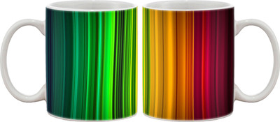 15% OFF on Artifa Colourful Abstract Lines Porcelain, Ceramic Mug 350 ml
