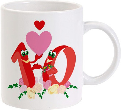 46% OFF on Lolprint 10th Anniversary Love Hearts Ceramic Mug 325 ml