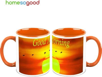 37% OFF on HomeSoGood Reaching The Desired Heights QTY 2 Ceramic Mug 325 ml, Pack of 2