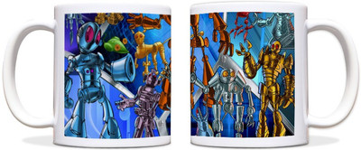 60% OFF on ShopMantra Cartooned Robot Design Black Ceramic Mug 300 ml