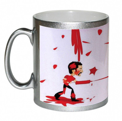 67% OFF on AMY Red And Black Holi Palying Cartooons Ceramic Mug 325 ml