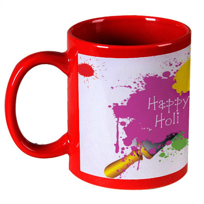 56% OFF on AMY Colorfull Holi Pichkari Red Ceramic Mug 325 ml