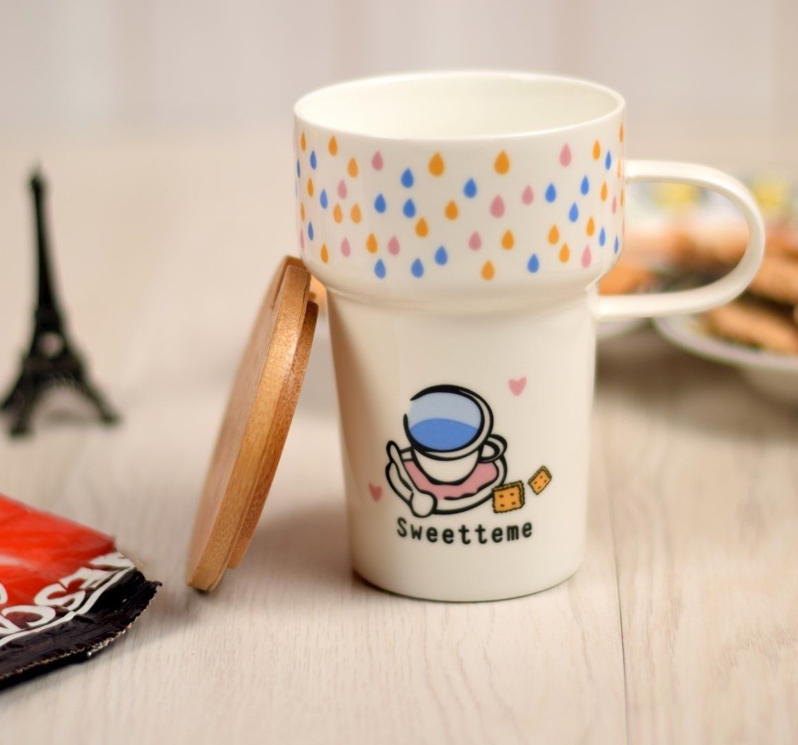 70% OFF on Enfin Homes Multicolor Sweetteme Bone China Mug 0.4 l, Pack of 2