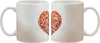 15% OFF on Artifa Floral Heart Porcelain, Ceramic Mug 350 ml