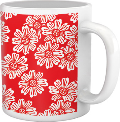 50% OFF on Tiedribbons Shy Shine_Geometric Multicolor_ Vibrant Red Pattern Ceramic Mug 325 ml