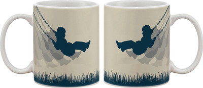 15% OFF on Artifa Girl On Swing Porcelain, Ceramic Mug 350 ml