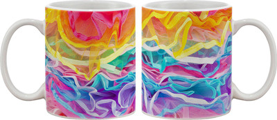 15% OFF on Artifa Colourful Net Porcelain, Ceramic Mug 350 ml