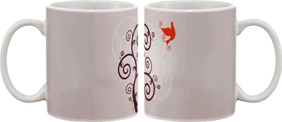 15% OFF on Artifa Orange Bird Flying Porcelain, Ceramic Mug 350 ml