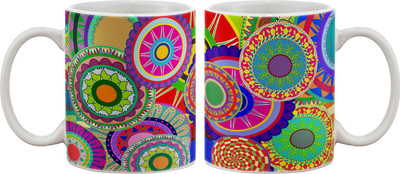 15% OFF on Artifa Abstract Circles Design Porcelain, Ceramic Mug 350 ml