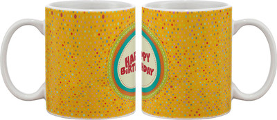 15% OFF on Artifa Happy Birthday Colourful Porcelain, Ceramic Mug 350 ml
