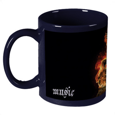 56% OFF on Amy Guitar On Fire Flames Dark Blue Ceramic Mug 330 ml