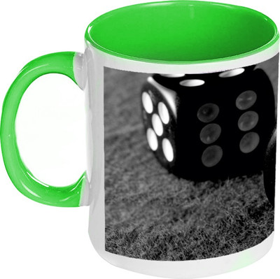 58% OFF on AMY Three Dices Inside Green Coffee Ceramic Mug 325 ml