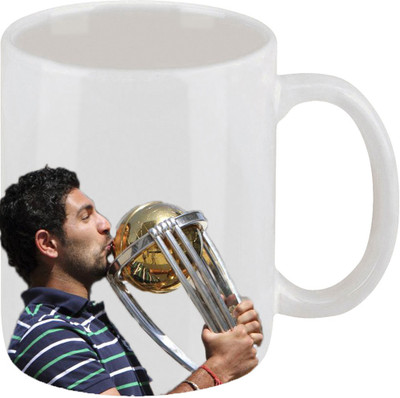 28% OFF on Ellicon C215 Yuvraj Singh Kissing World Cup Trophy Coffee Ceramic Mug 325 ml