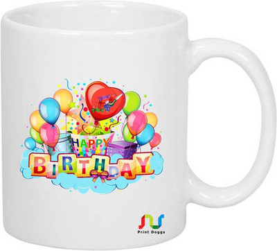 77% OFF on Print Doggs Happy Birthday Party Theme Ceramic Mug 350 ml