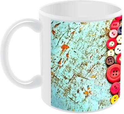 68% OFF on Bluegape Colourful Buttons Ceramic Mug 450 ml