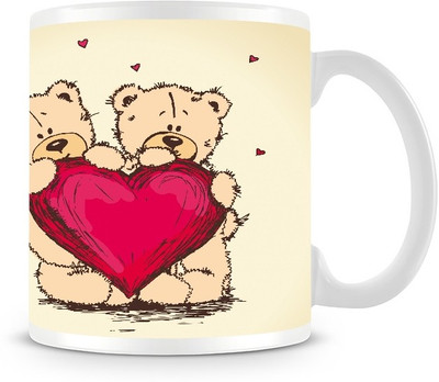73% OFF on Jupiter09 Teddy Bears Red Heart Coffee Ceramic Mug 300 ml