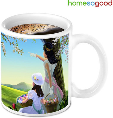 41% OFF on HomeSoGood Beautiful Girls Coffee Ceramic Mug 280 ml