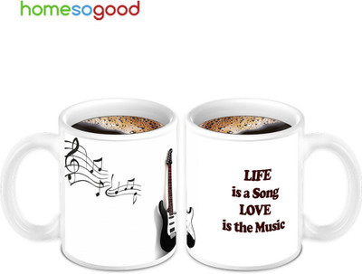 45% OFF on Homesogood The Sound For Nirvana Ceramic Mug 280 ml, Pack of 2