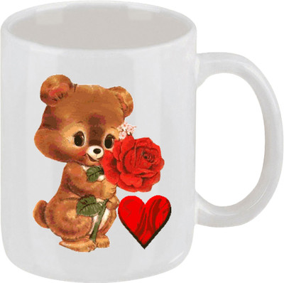 16% OFF on Ellicon 244 Love You Teddy Rose Red Heart Ceramic Mug