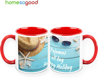 37% OFF on HomeSoGood A Sea Side Morning Pack Of 2 Ceramic Mug 325 ml, Pack of 2