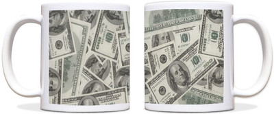 60% OFF on ShopMantra One Hundred Dollars Pattern Black Ceramic Mug 300 ml